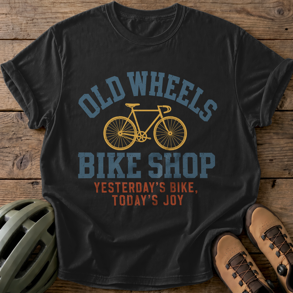 Old Wheels Bike Shop Tee — black