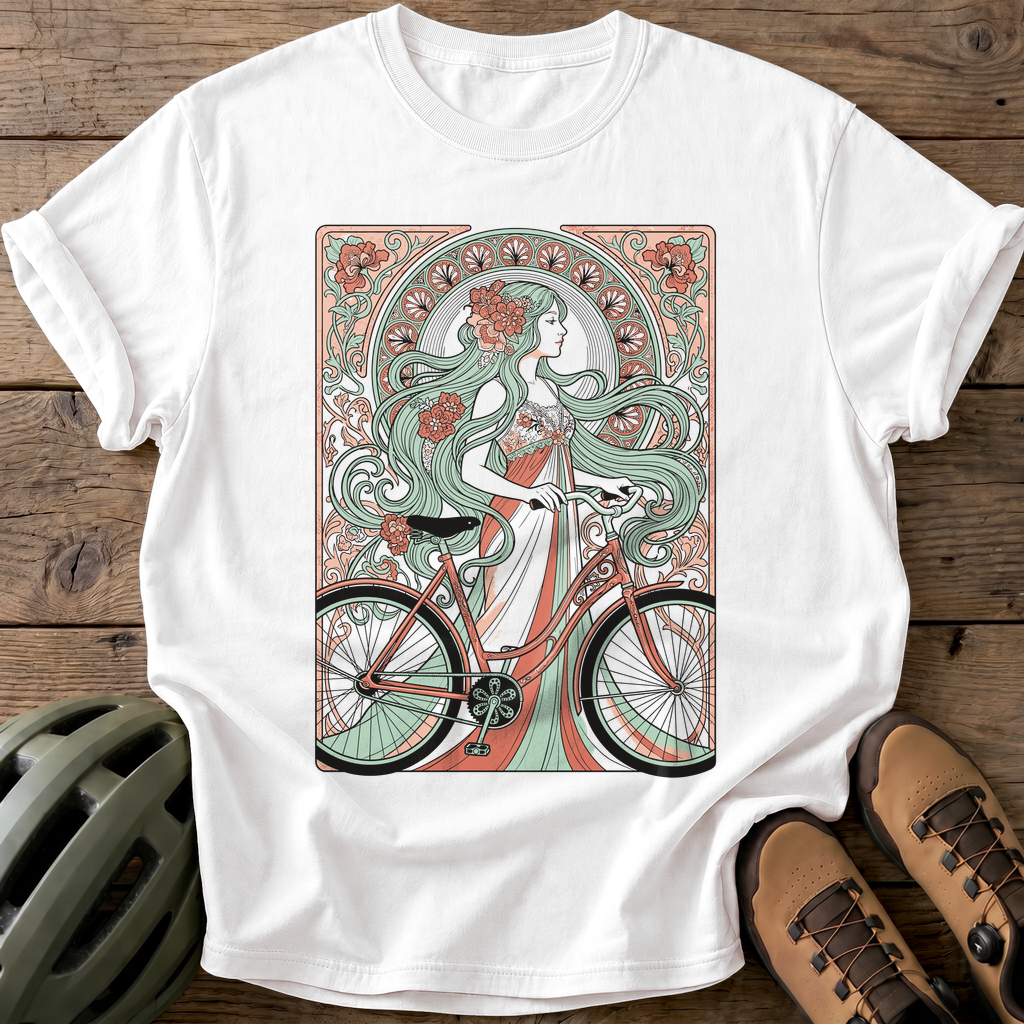 Art Nouveau Cyclist Tee — white