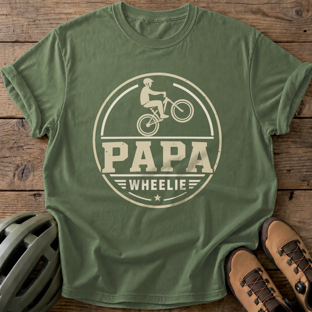 Papa Wheelie Tee — moss