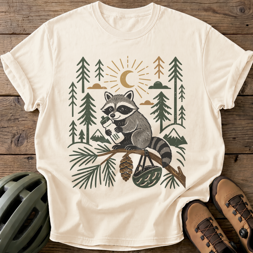 Raccoon Cyclist Tee — ivory