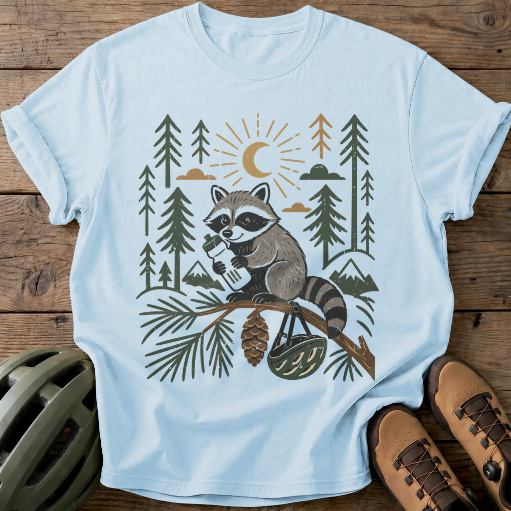 Raccoon Cyclist Tee — chambray