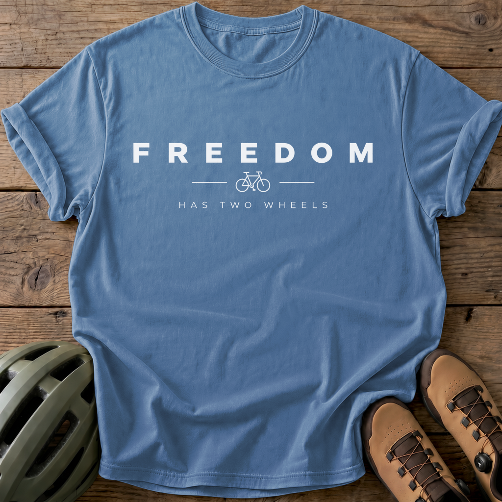 Two Wheels Freedom Tee — blue-jean