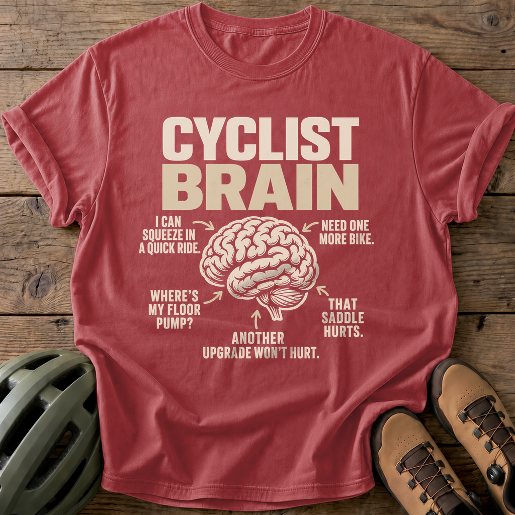 Cyclist Brain Tee — crimson