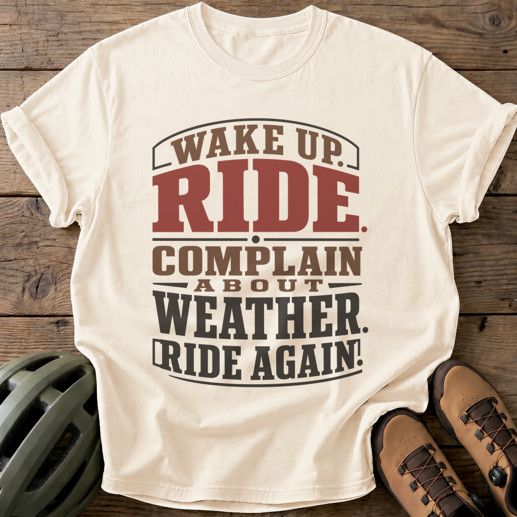 Wake Up Ride Again Tee — ivory
