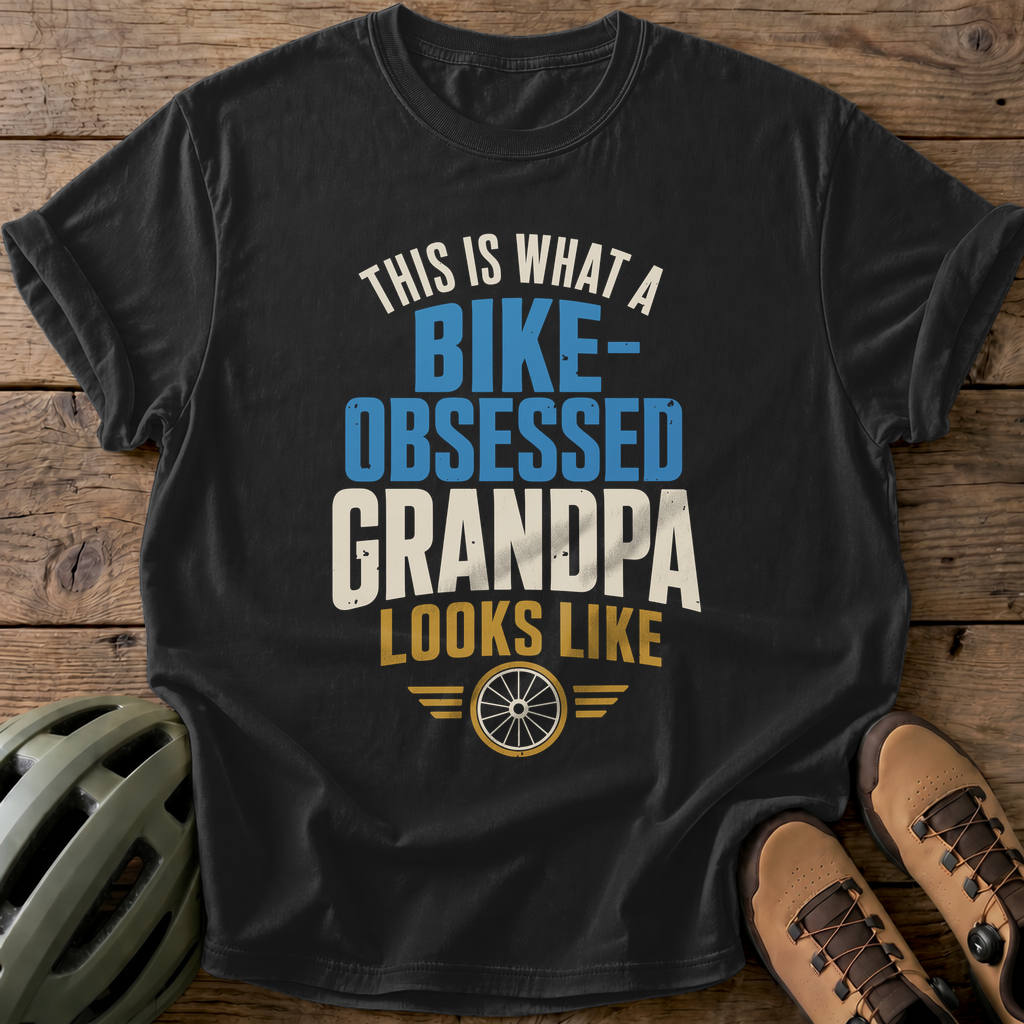 Bike-Obsessed Grandpa Tee — black