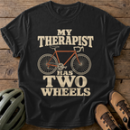 My Therapist Has Two Wheels Tee — black