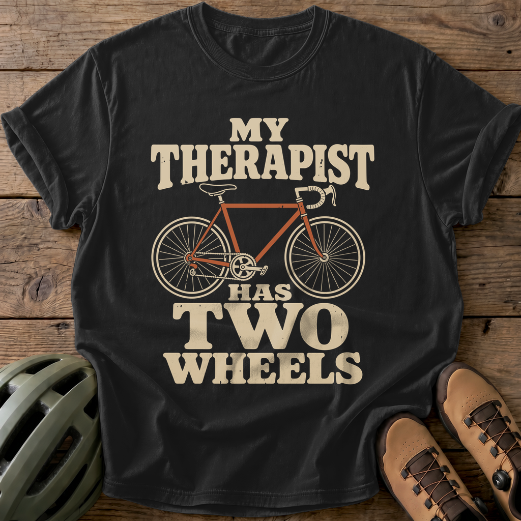 My Therapist Has Two Wheels Tee — black