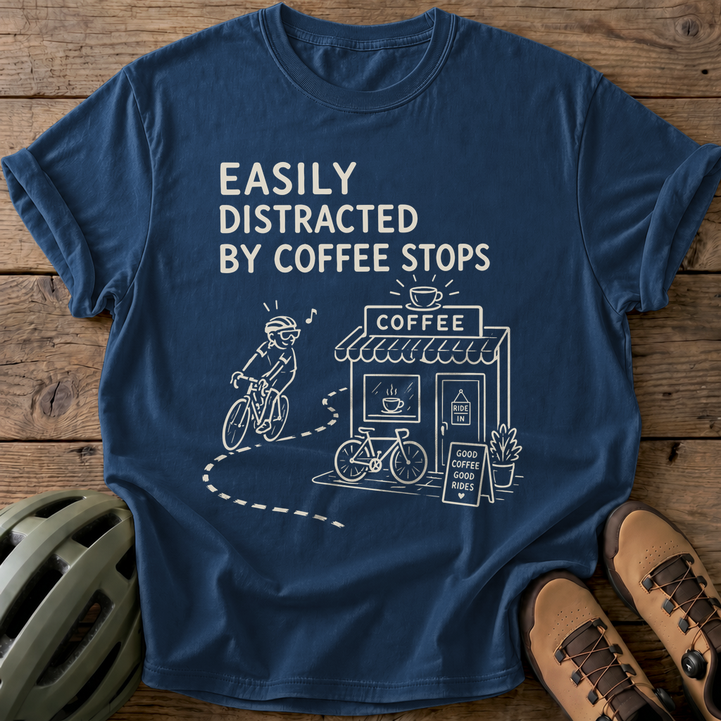 Coffee Stops Tee — navy