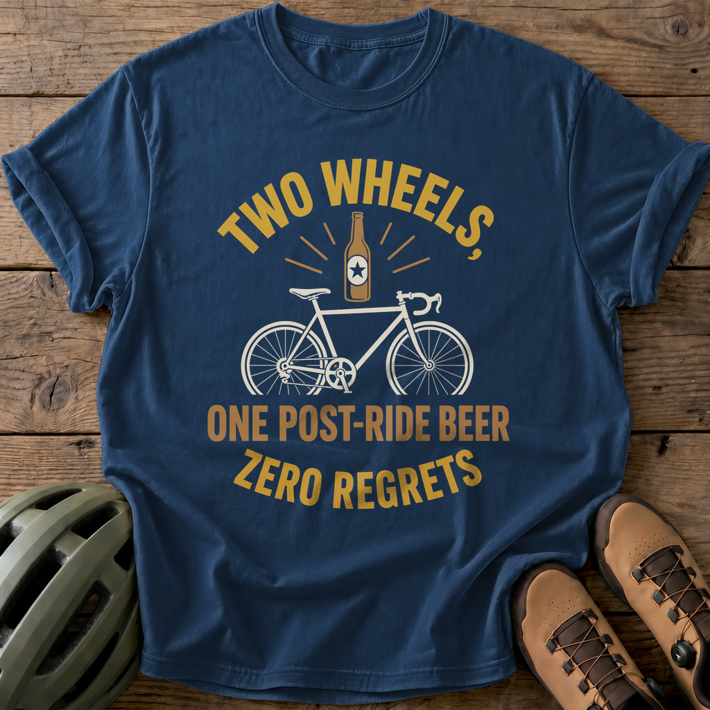 Two Wheels Beer Tee — navy