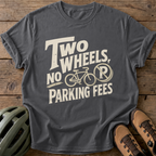 Two Wheels No Parking Fees Tee — pepper