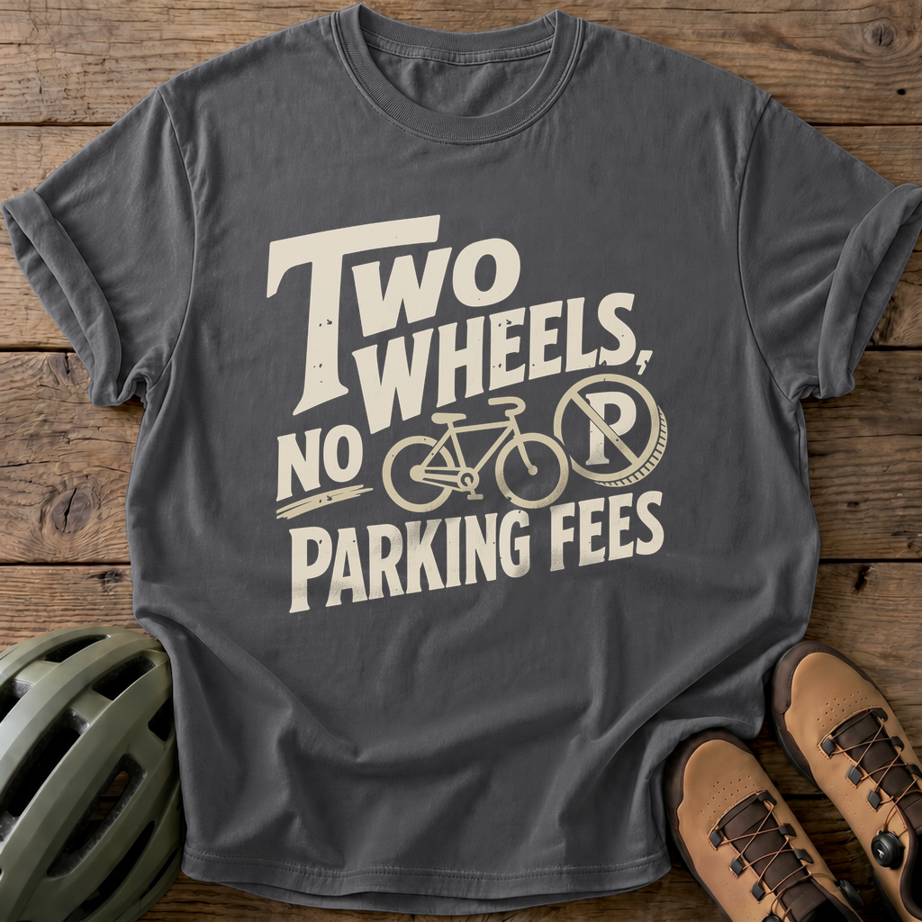 Two Wheels No Parking Fees Tee — pepper
