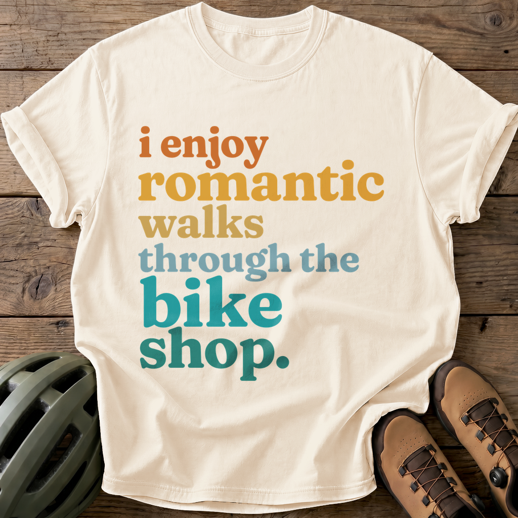 Romantic Bike Shop Walks Tee — ivory