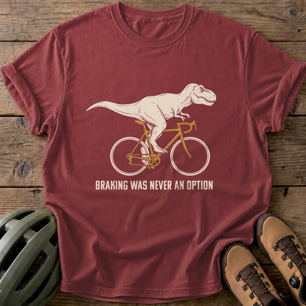 No Brakes Dino Tee — brick