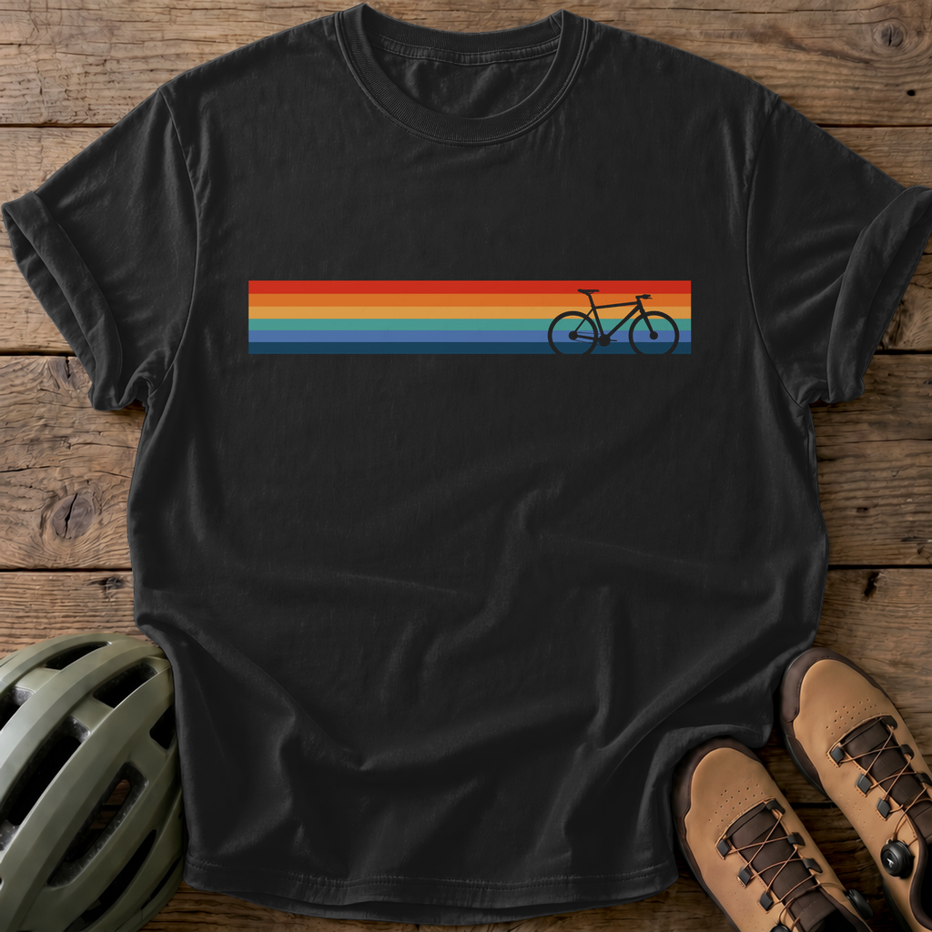 Retro Bike Stripe Tee — black