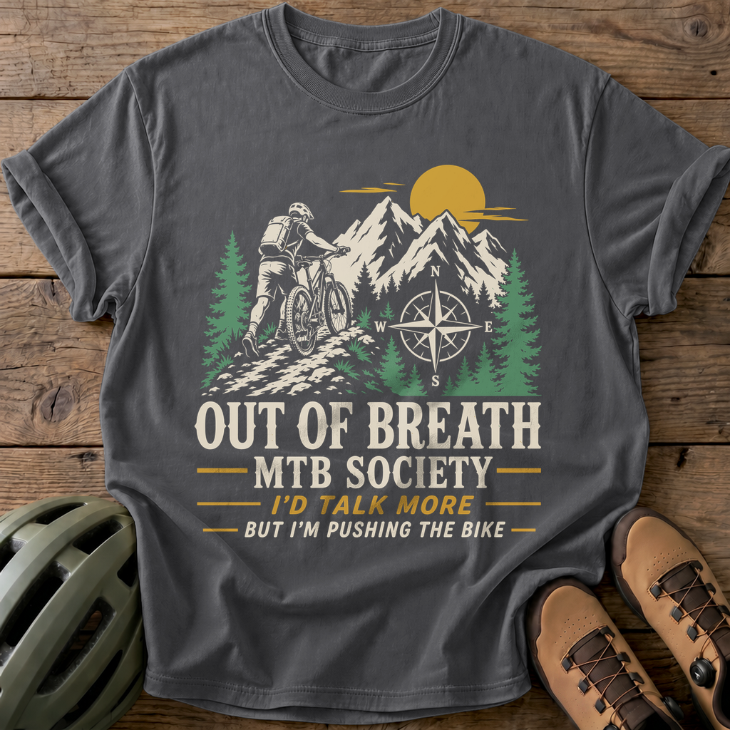 Out Of Breath MTB Society Tee — pepper
