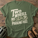Two Wheels No Parking Fees Tee — moss