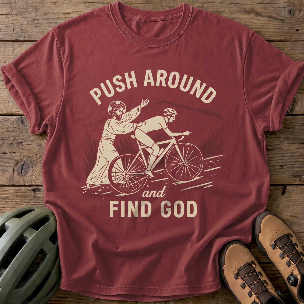 Push & Find God Tee — brick