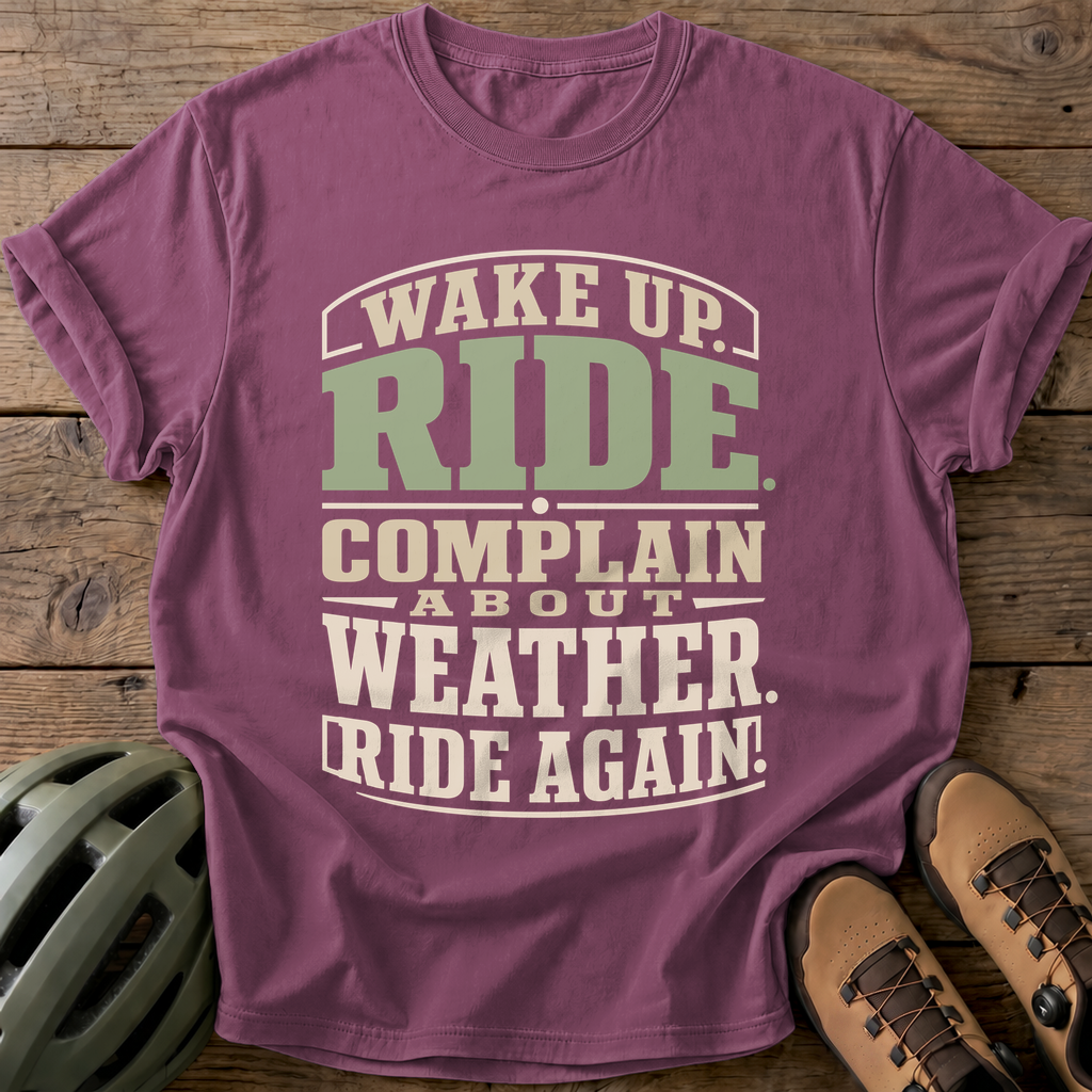 Wake Up Ride Again Tee — berry