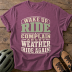 Wake Up Ride Again Tee — berry
