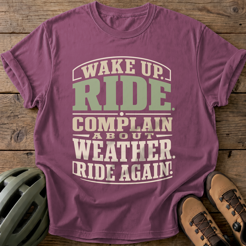 Wake Up Ride Again Tee — berry