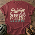 Pedaling Past Your Problems Tee — brick