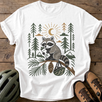 Raccoon Cyclist Tee — white