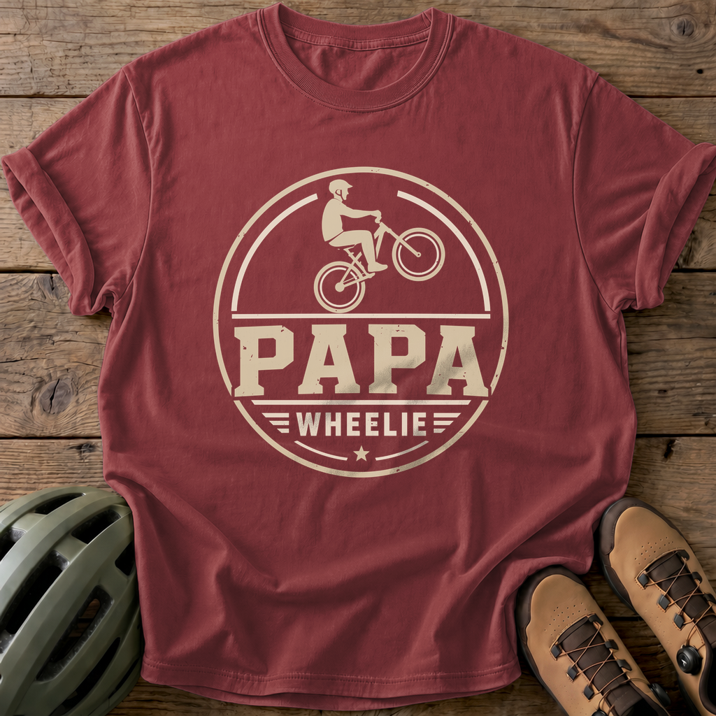 Papa Wheelie Tee — brick