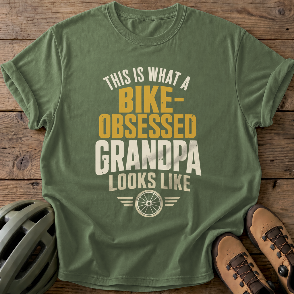 Bike-Obsessed Grandpa Tee — moss