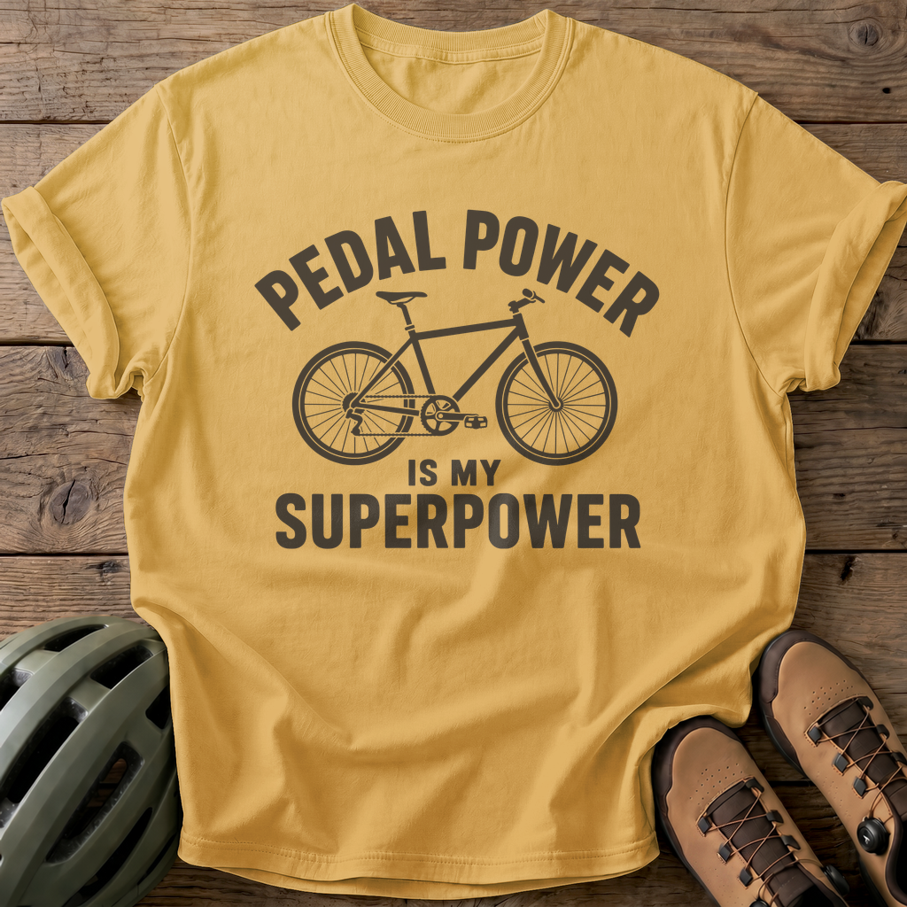 Pedal Power Tee — mustard