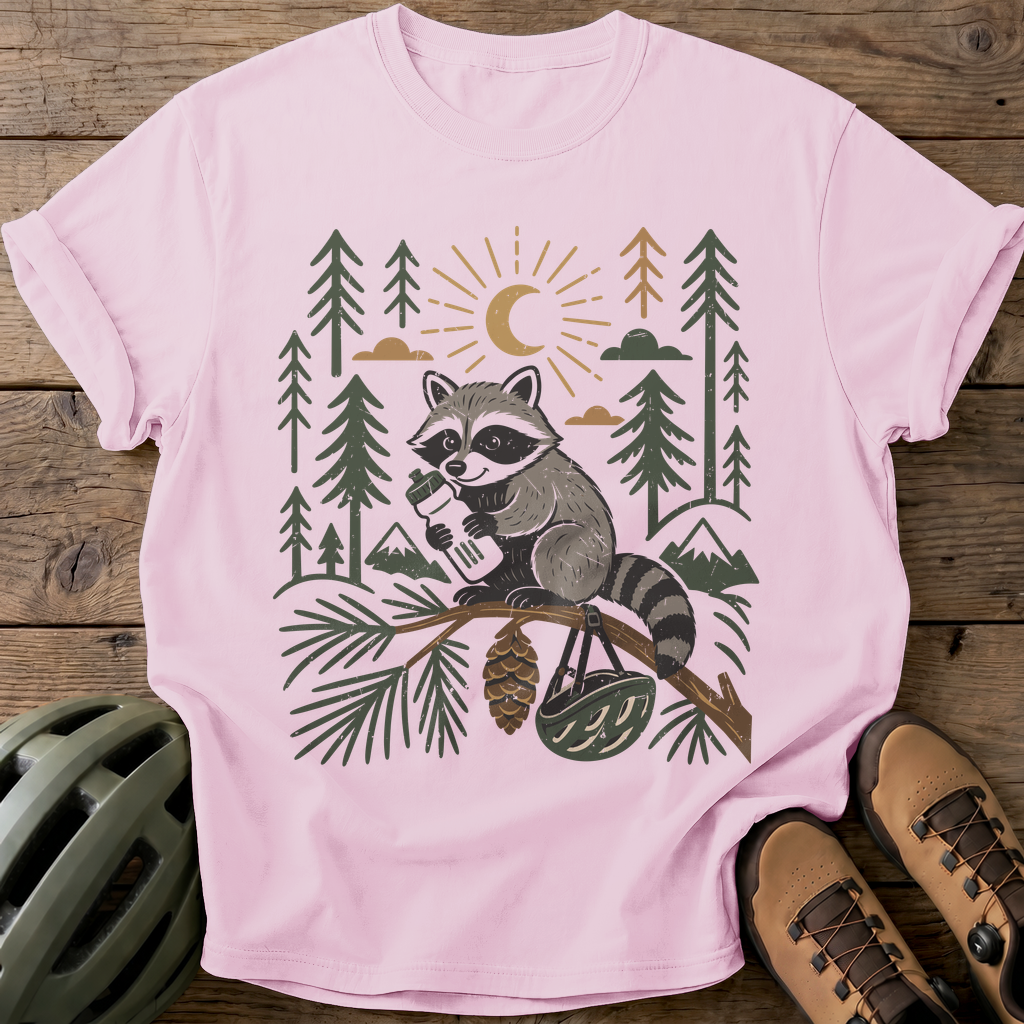 Raccoon Cyclist Tee — blossom