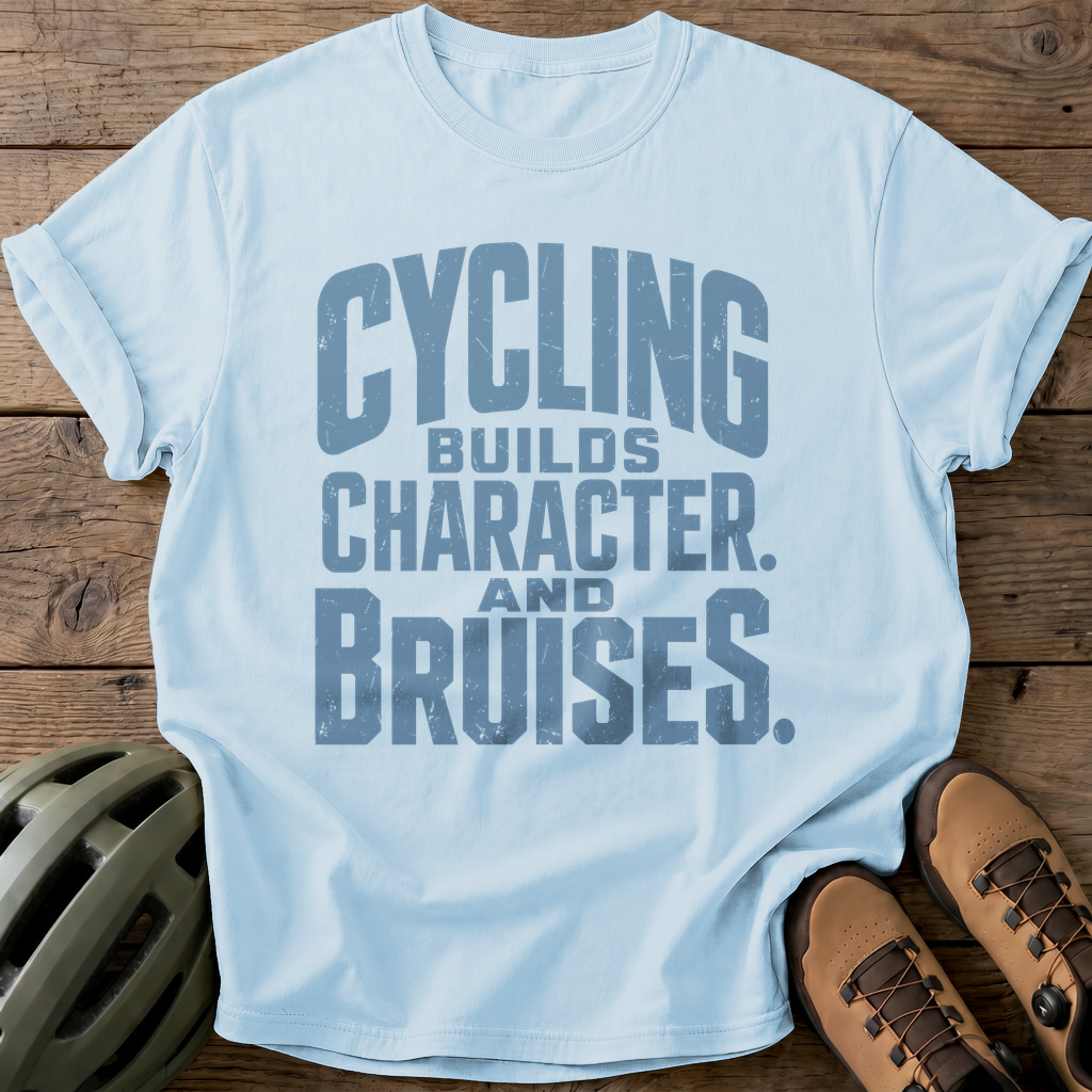 Cycling Builds Character Tee — chambray