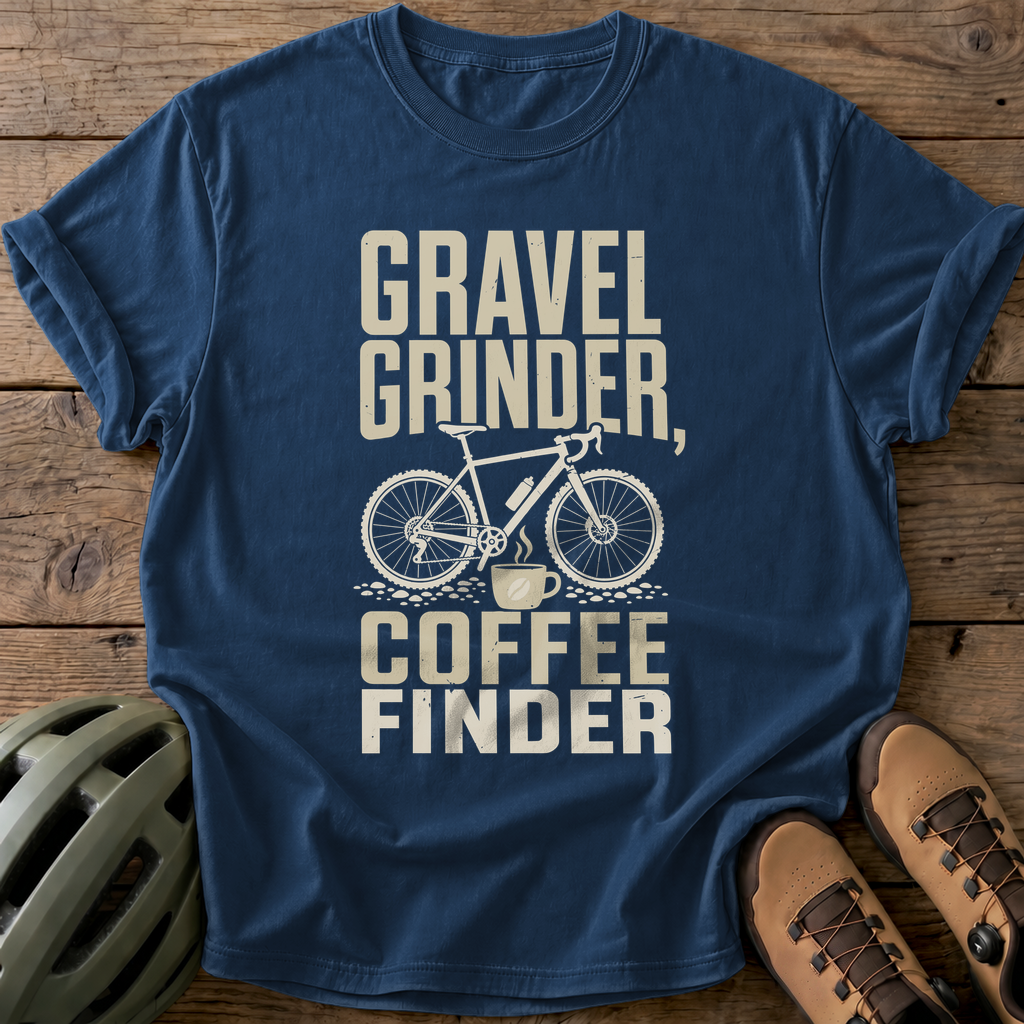 Gravel Grinder Coffee Finder Tee — navy