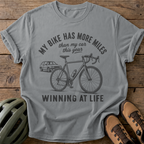 Bike Miles Win Tee — grey