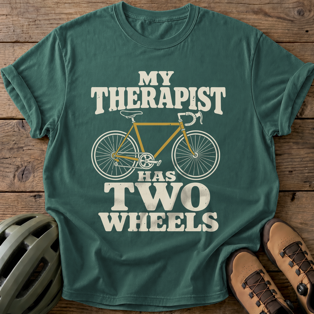 My Therapist Has Two Wheels Tee — blue-spruce