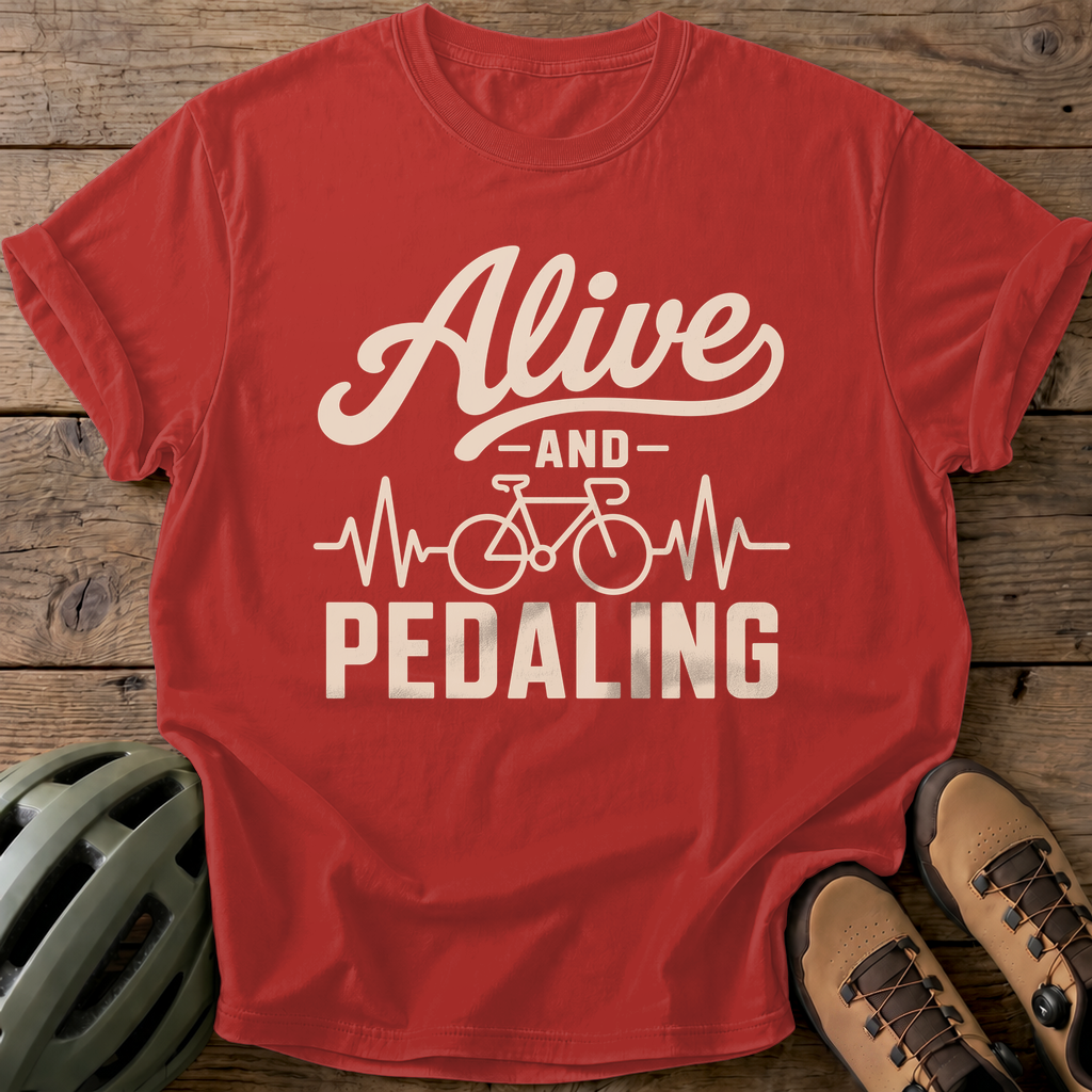 Alive Pedaling Tee — red