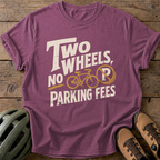 Two Wheels No Parking Fees Tee — berry