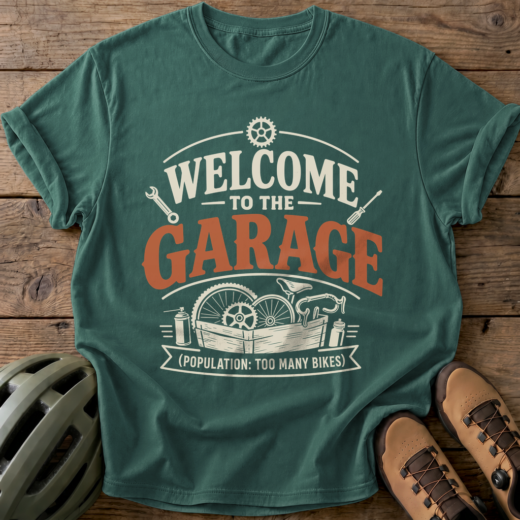 Welcome To The Garage Tee — blue-spruce