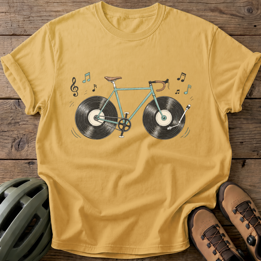 Vinyl Wheels Tee — mustard