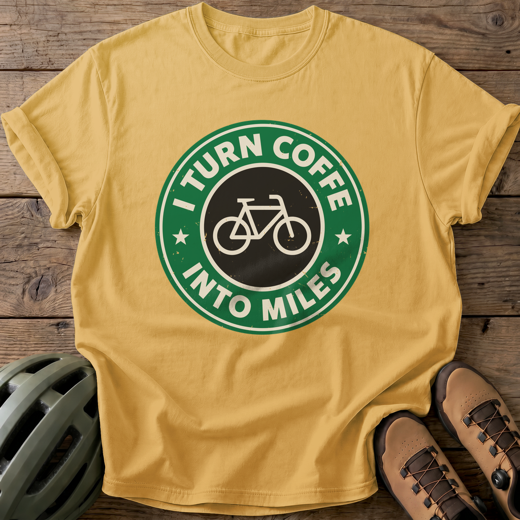 Coffee To Miles Tee — mustard