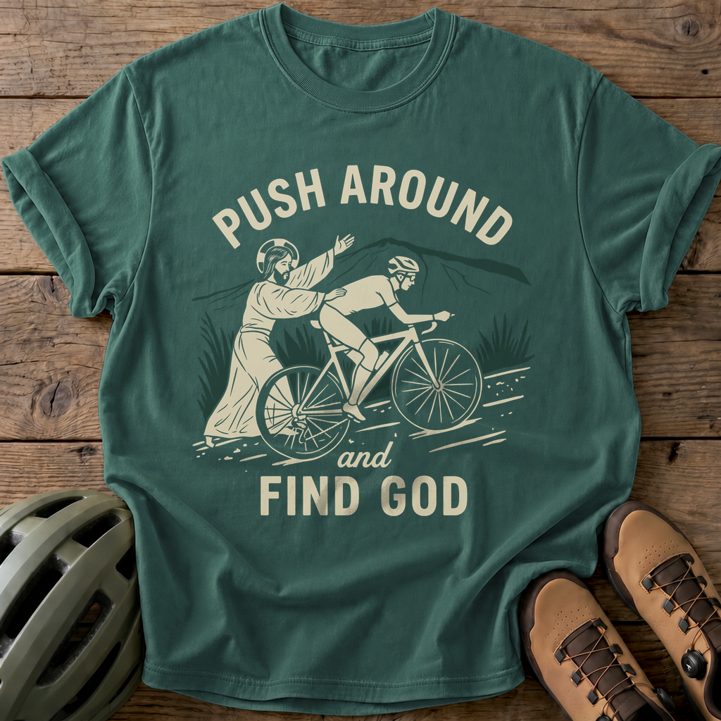 Push & Find God Tee — blue-spruce
