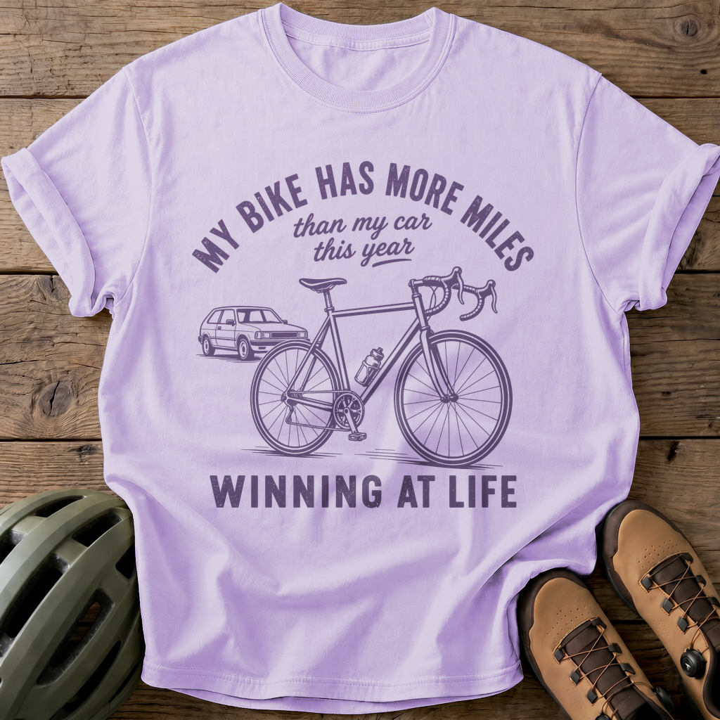 Bike Miles Win Tee — orchid