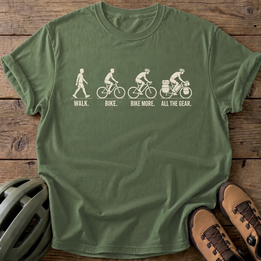 Walk. Bike. Bike More. All The Gear Tee — moss