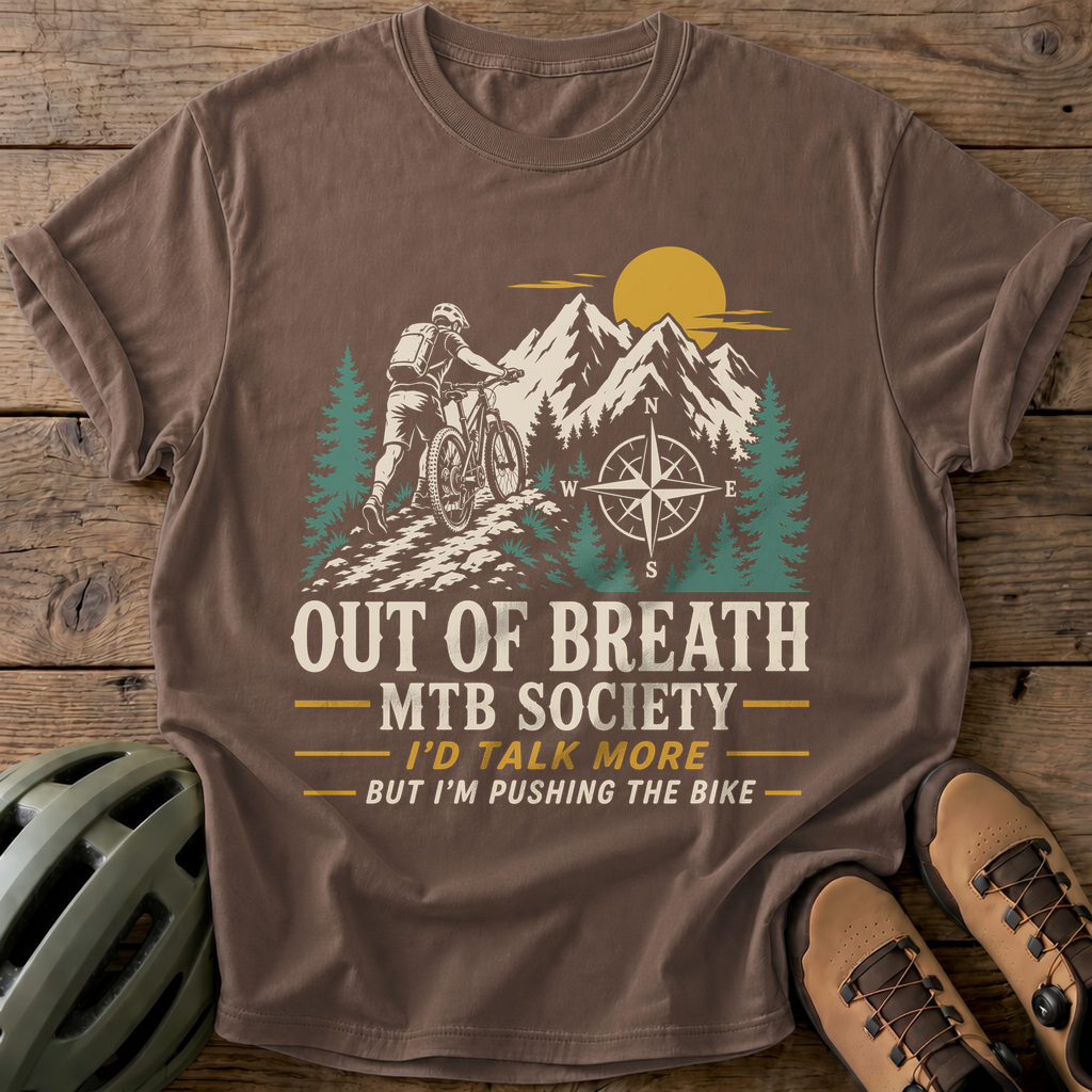 Out Of Breath MTB Society Tee — espresso