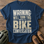 Bike Conversation Warning Tee — navy