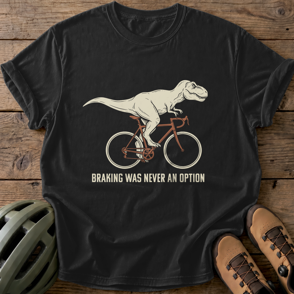 No Brakes Dino Tee — black