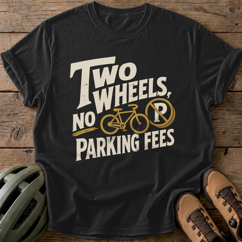 Two Wheels No Parking Fees Tee — black