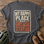 My Happy Place Has Grease Stains Tee — pepper