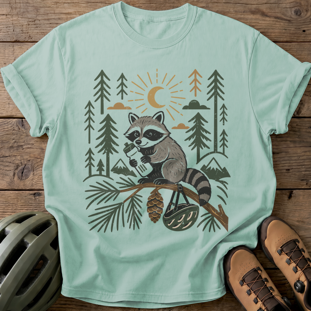Raccoon Cyclist Tee — bay