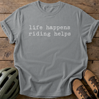 Riding Helps Tee — grey