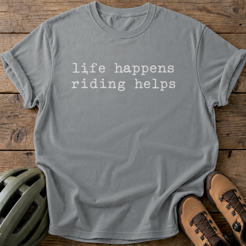 Riding Helps Tee — grey